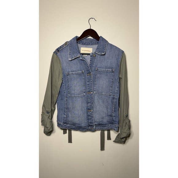 Pilcro Jackets & Blazers - Pilcro and the Letterpress Denim Utility Jacket Woman M Mixed Media Military GRE